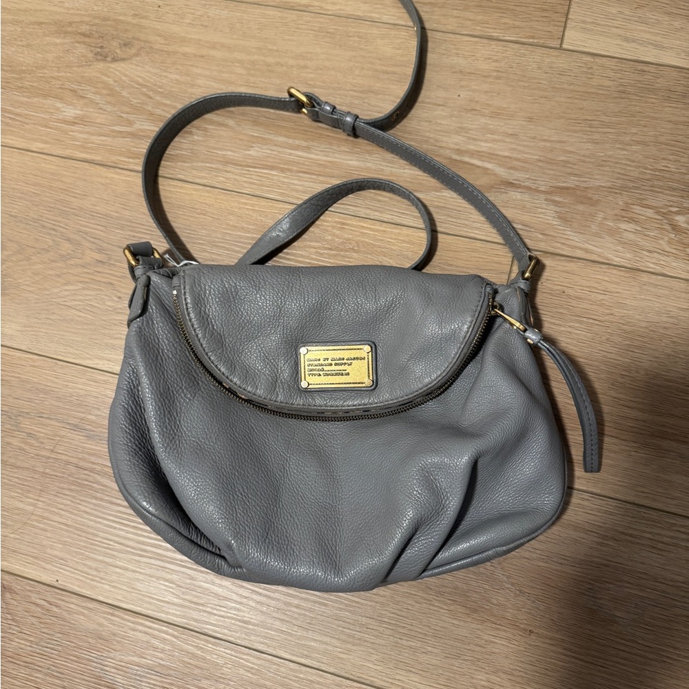 Marc Jacobs Gray Crossbody Bag with Adjustable Strap and Flap Closure